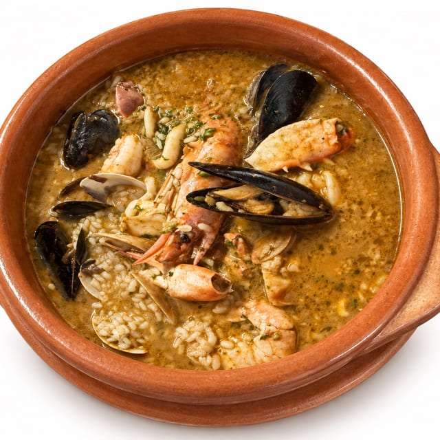 Arroz Caldoso De Mariscos.